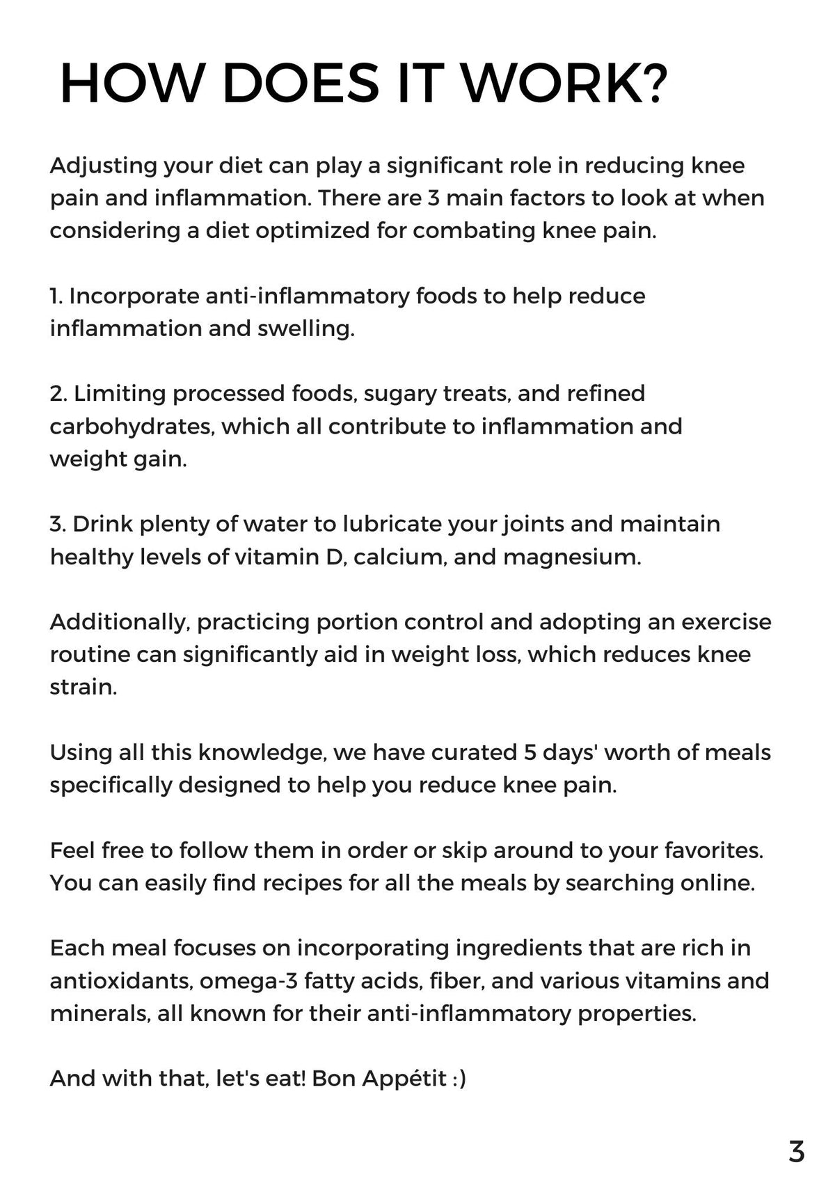 Anti Inflammatory  5 Day Meal Plan For Knee Pain